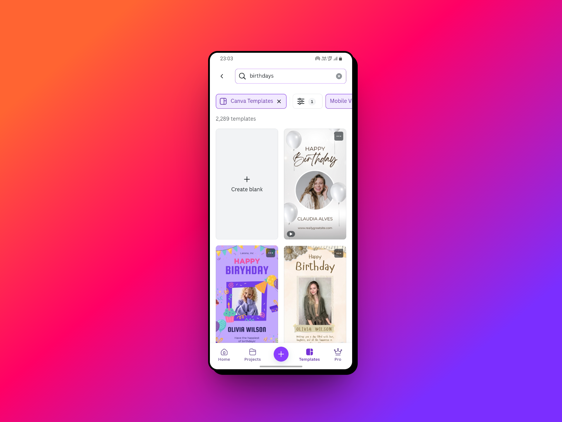 Canva templates for birthdays