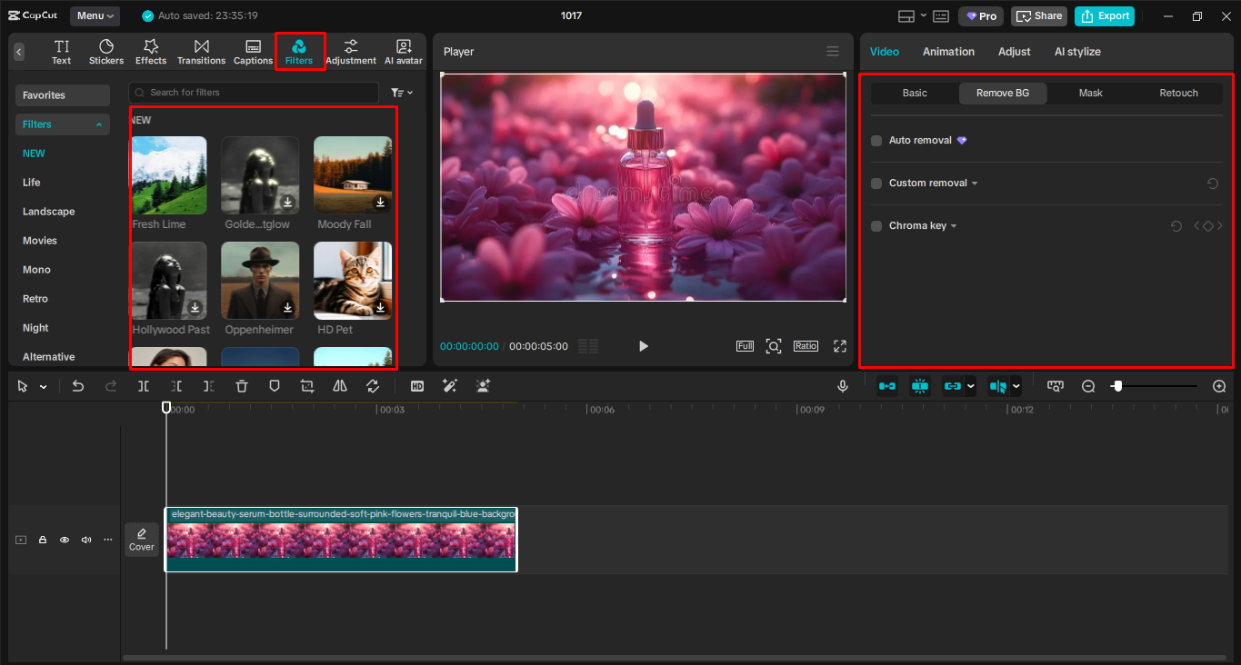 Using editing tools in the CapCut desktop video editor