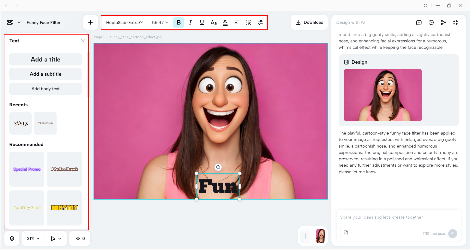 Editing the image with the CapCut desktop video editor