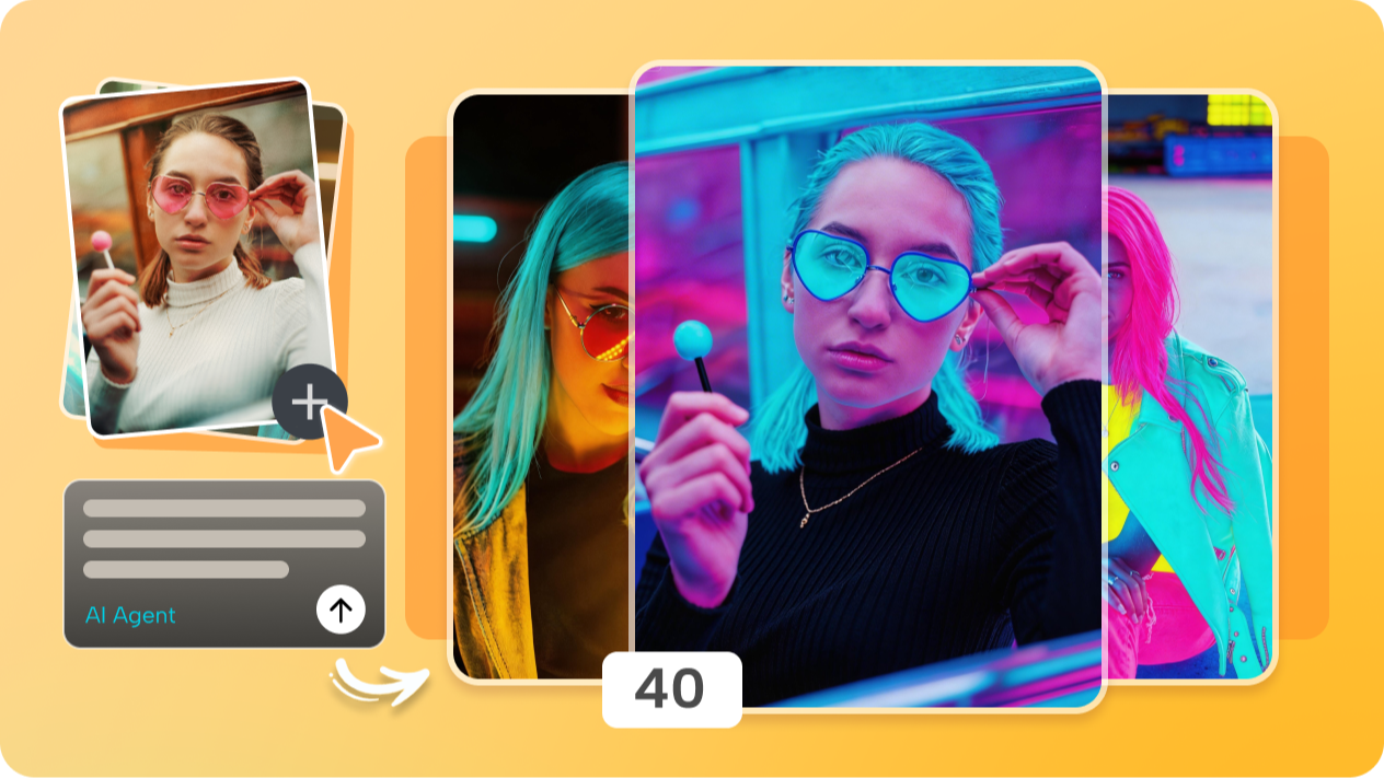 Invert colors across multiple images with AI Agent