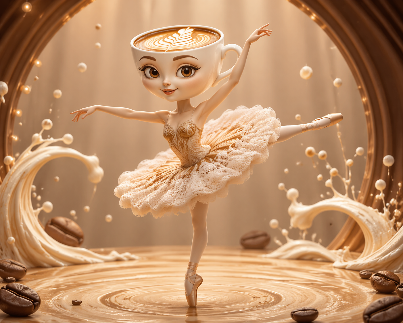 Dreamina ballerina cappuccina video prompt example 4: Tiny Stage Espresso