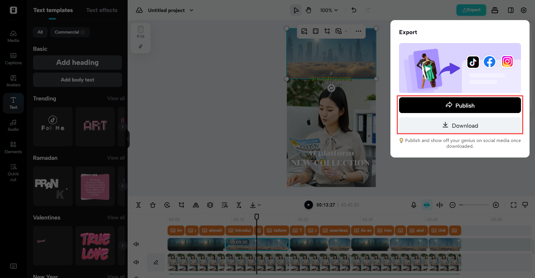 I-export ang iyong video