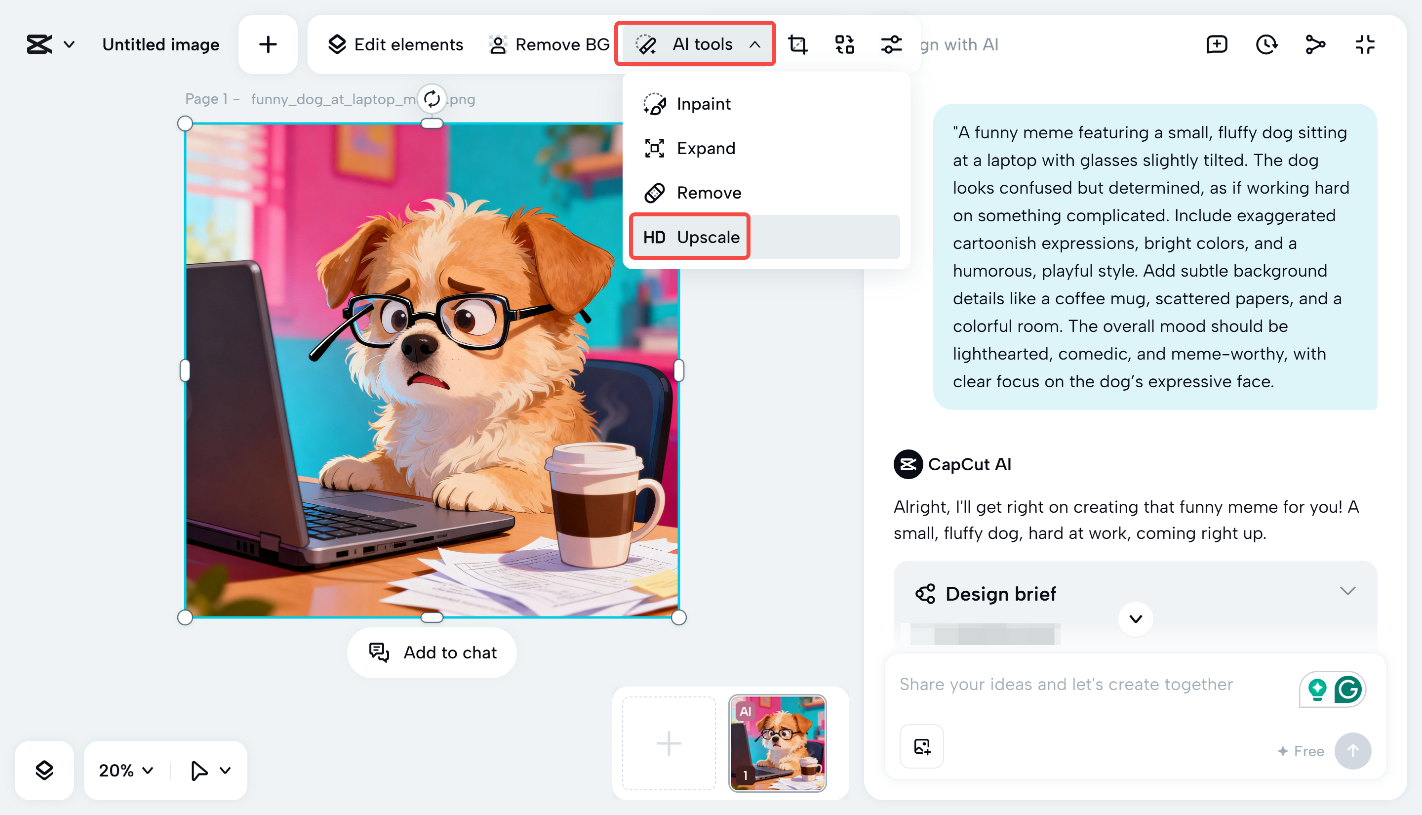 Generating an image from the text on the CapCut Web