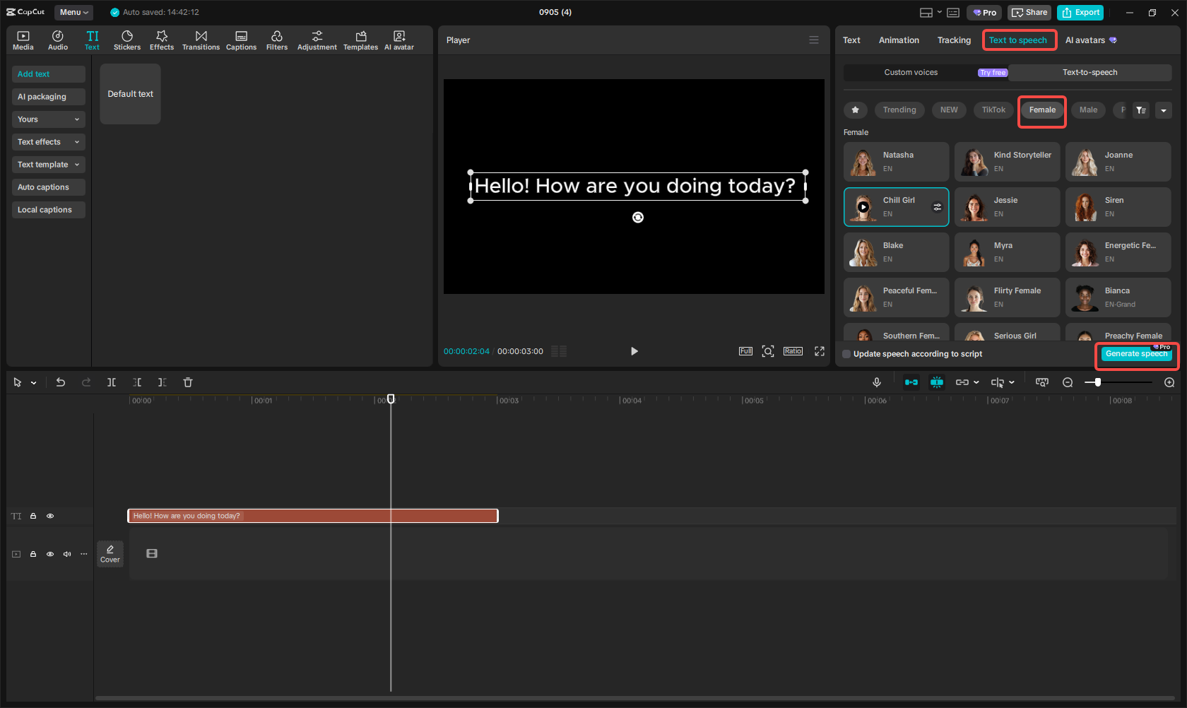 Convert text to speech