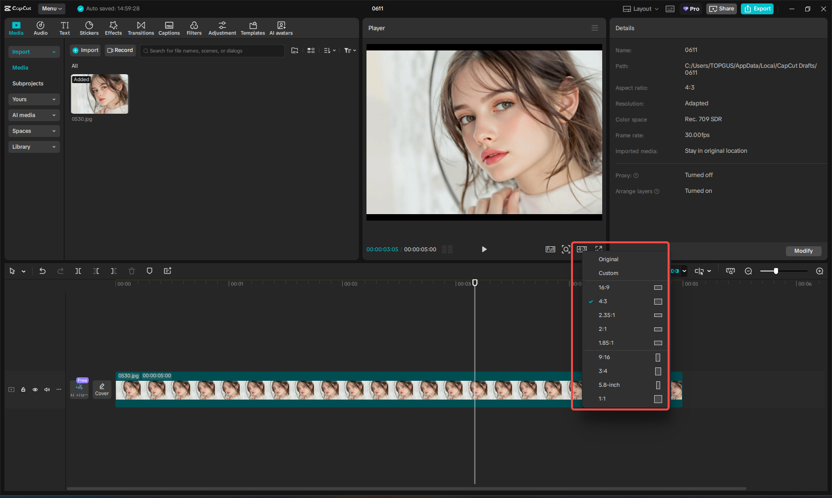 Wählen Sie die gewünschten Abmessungen für die Dehnung