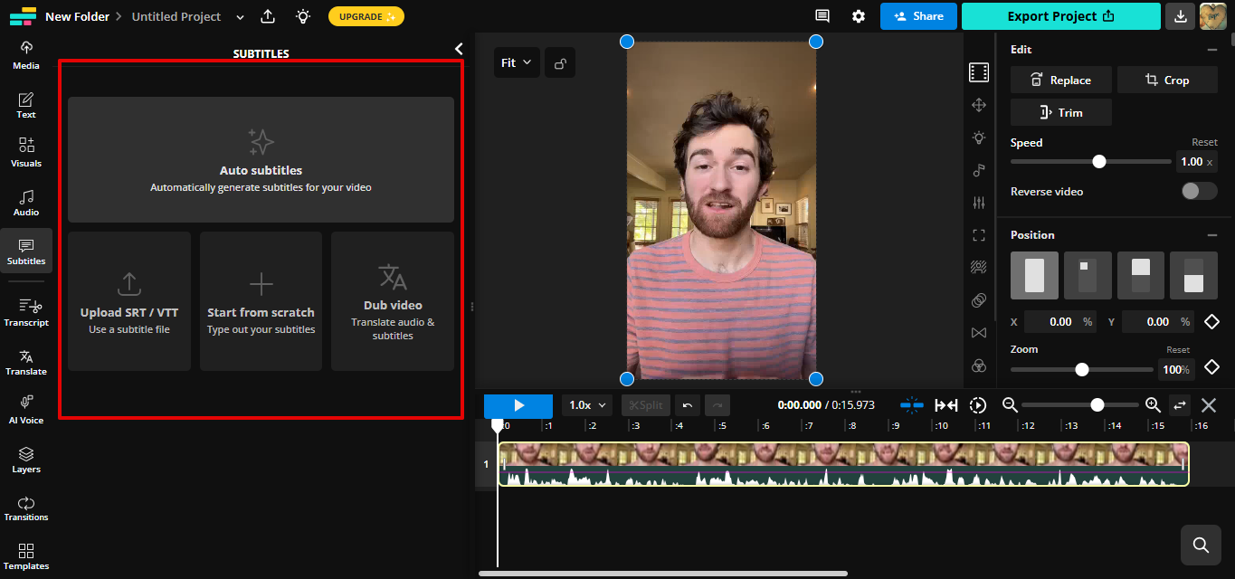 Kapwing subtitle translator
