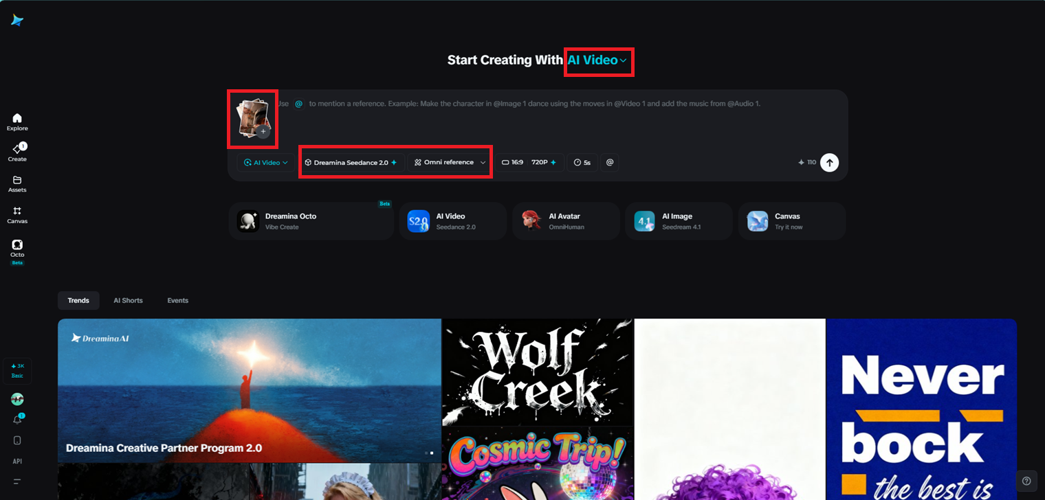 Choose Seedance 2.5 and add your references