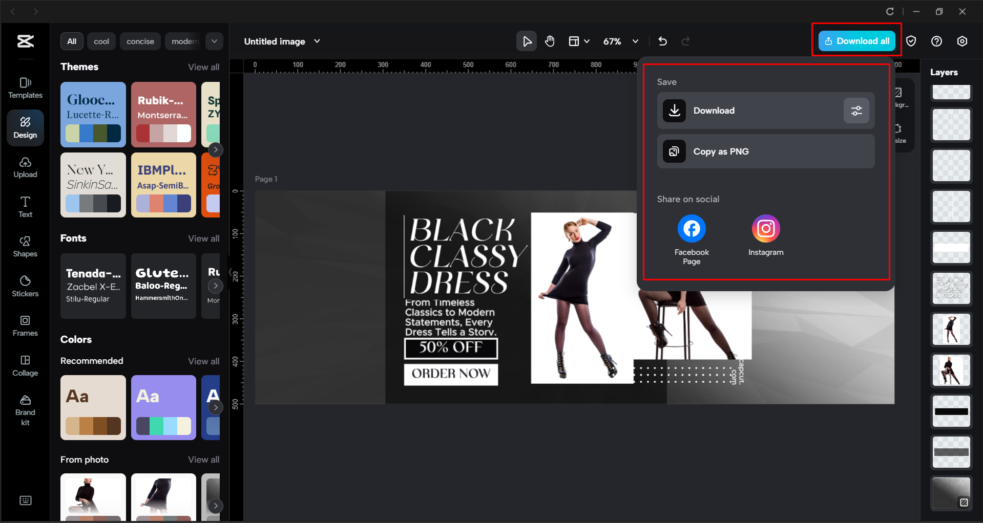 Downloading the Twitter header from the CapCut desktop video editor