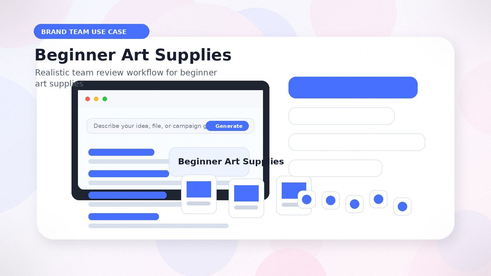 Beginner Art Supplies realistic brand team use case visual for beginner art supplies