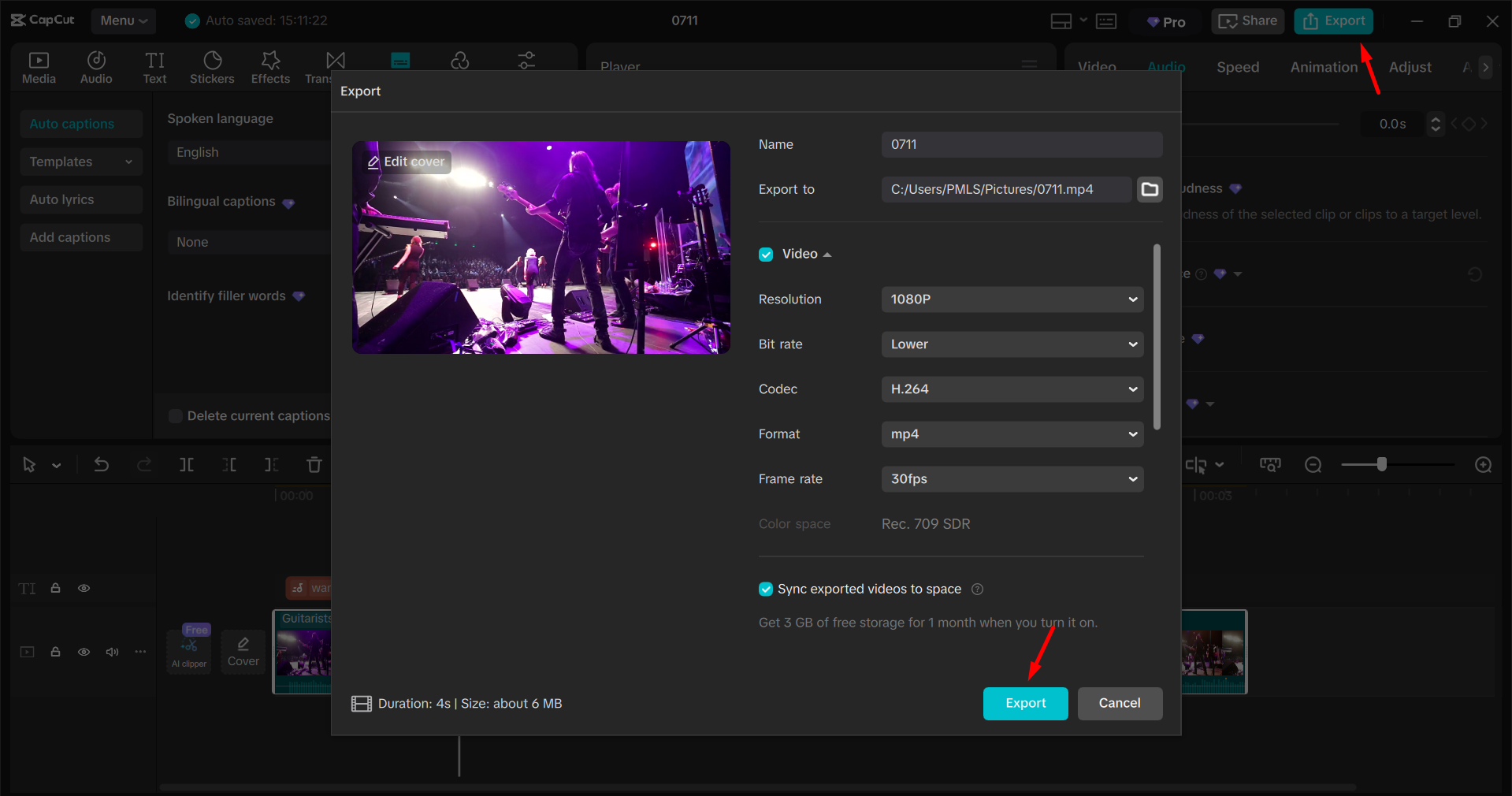 Das Video aus dem CapCut-Desktop-Videoeditor exportieren