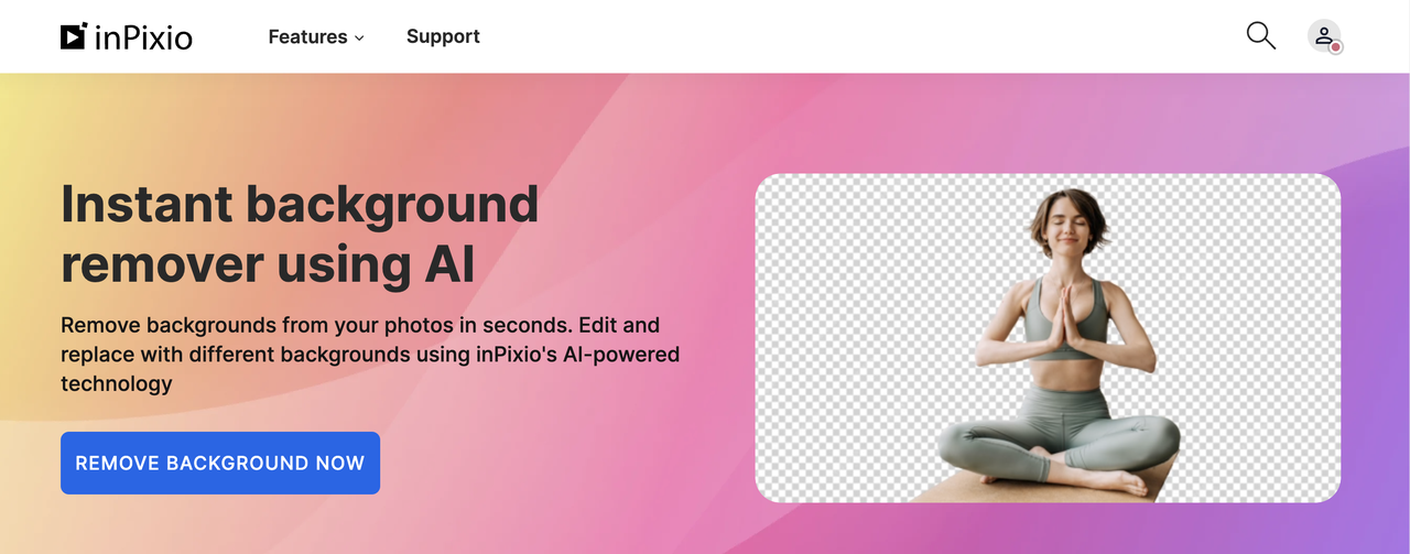 หน้าแรกของ InPixio background remover