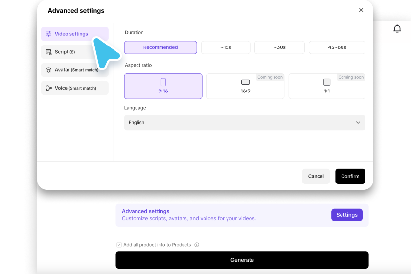 Customize video settings with advanced features