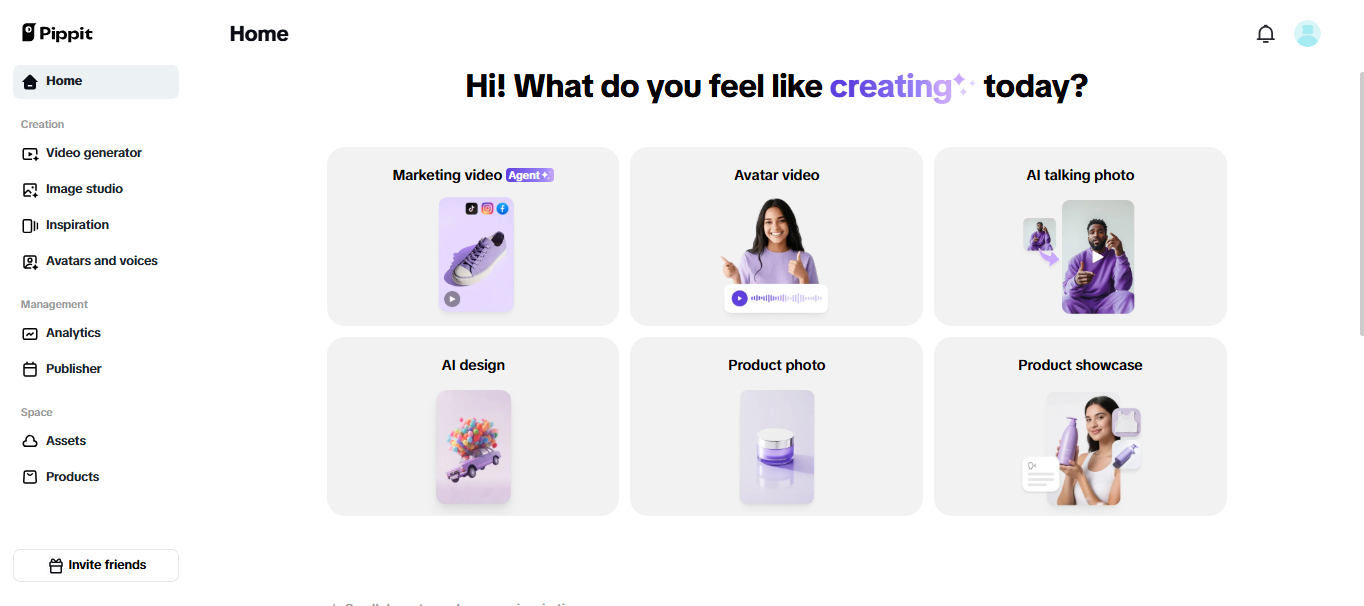 Homepage di Pippit