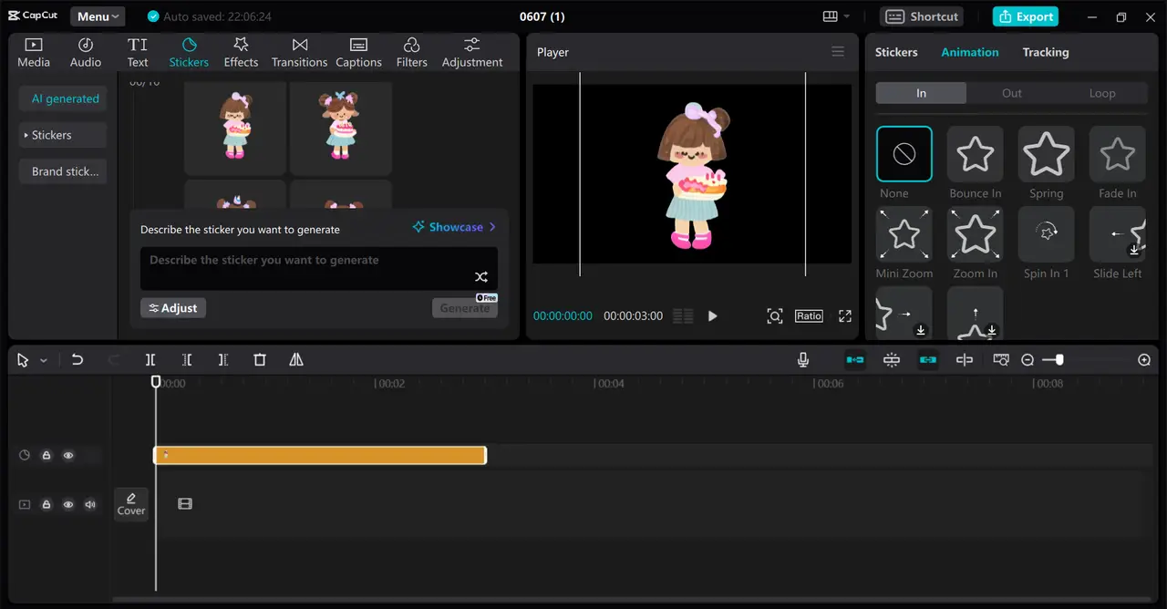 usar o CapCut para fazer figurinha de vídeo