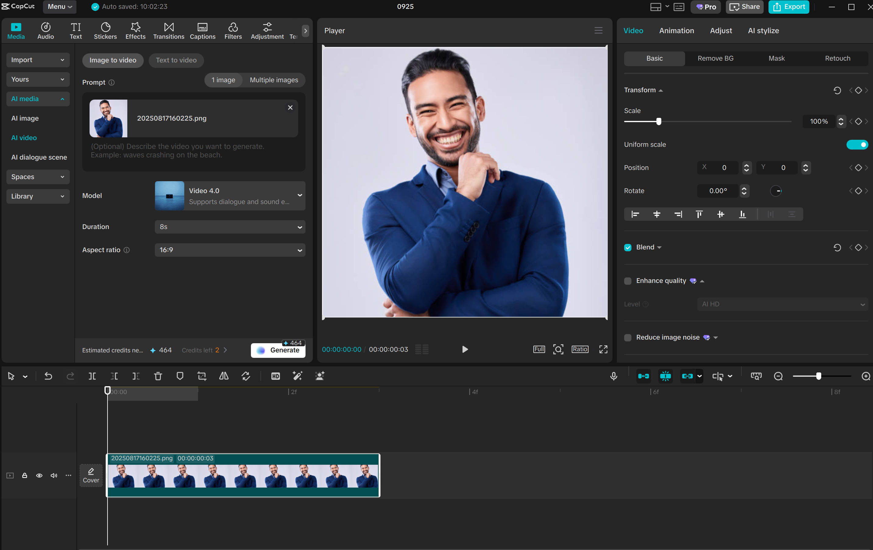 Interface of the CapCut desktop video editor - the best realistic AI video generator for PC users