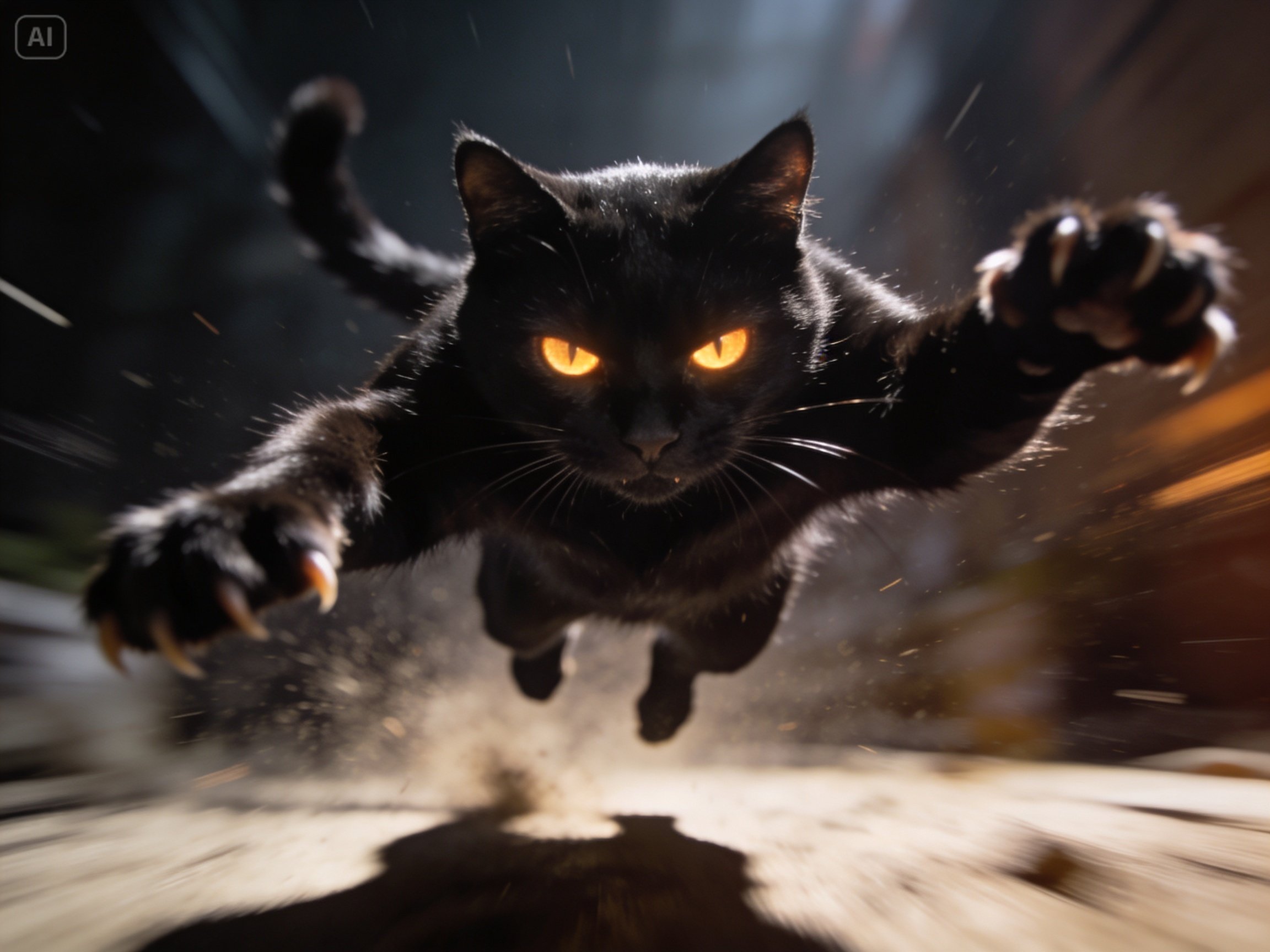 kucing melancarkan serangan dramatik