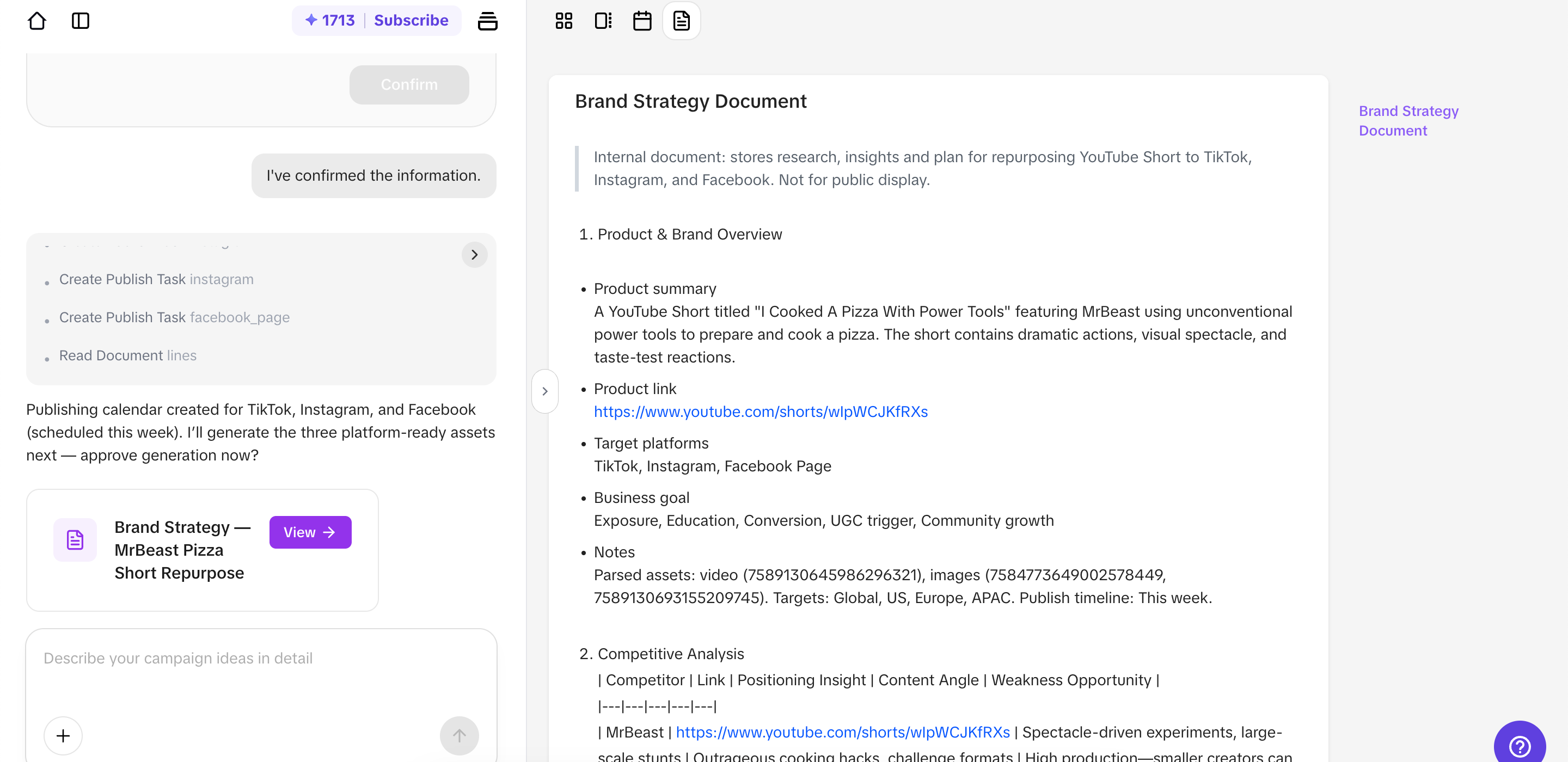 Select options and submit