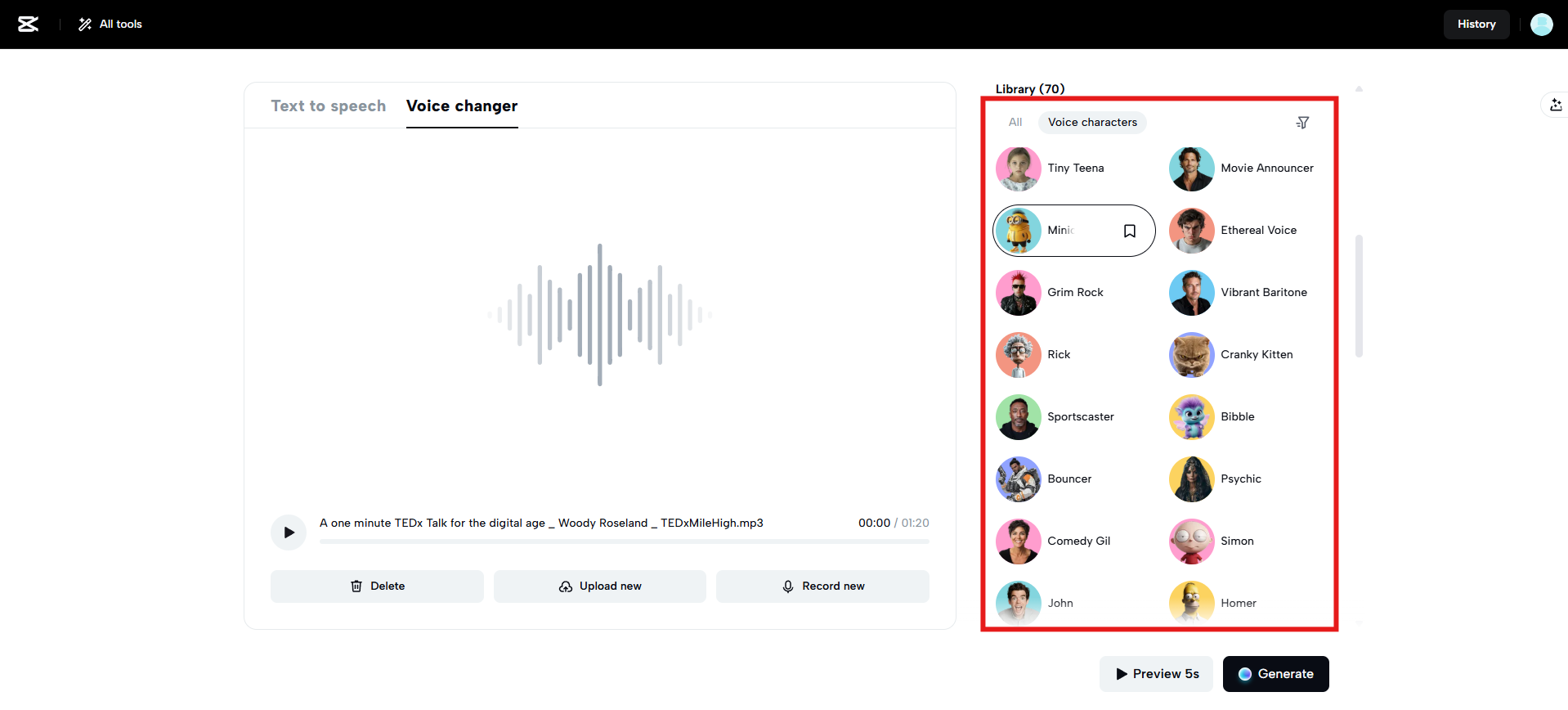 Apply cartoon voice effect