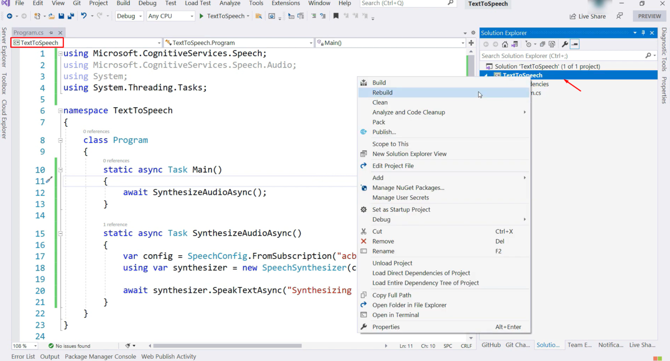 Using an API to convert text to speech in Microsoft Azure