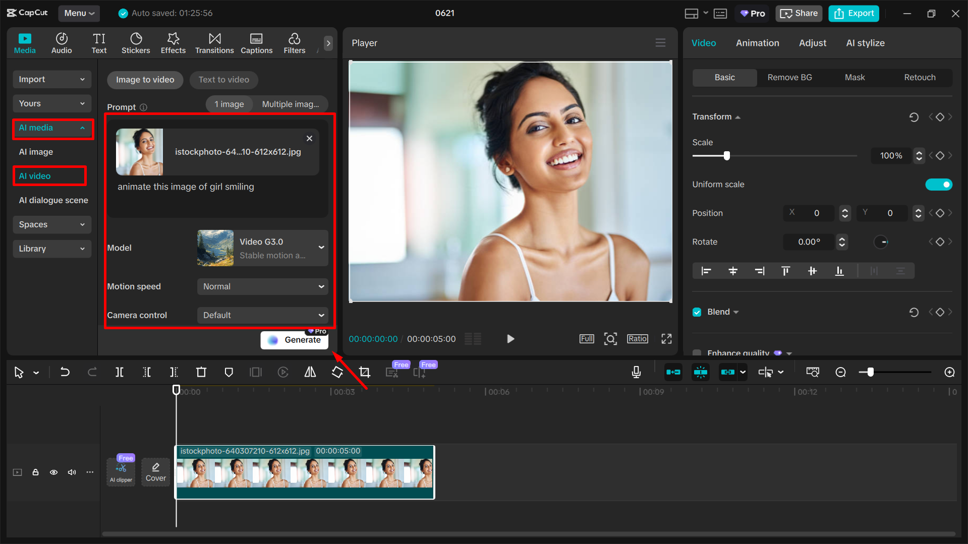 Görüntüyü CapCut masaüstü video düzenleyicisine içe aktarma