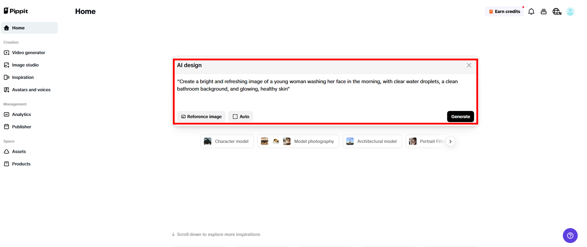 Enter prompts and generate