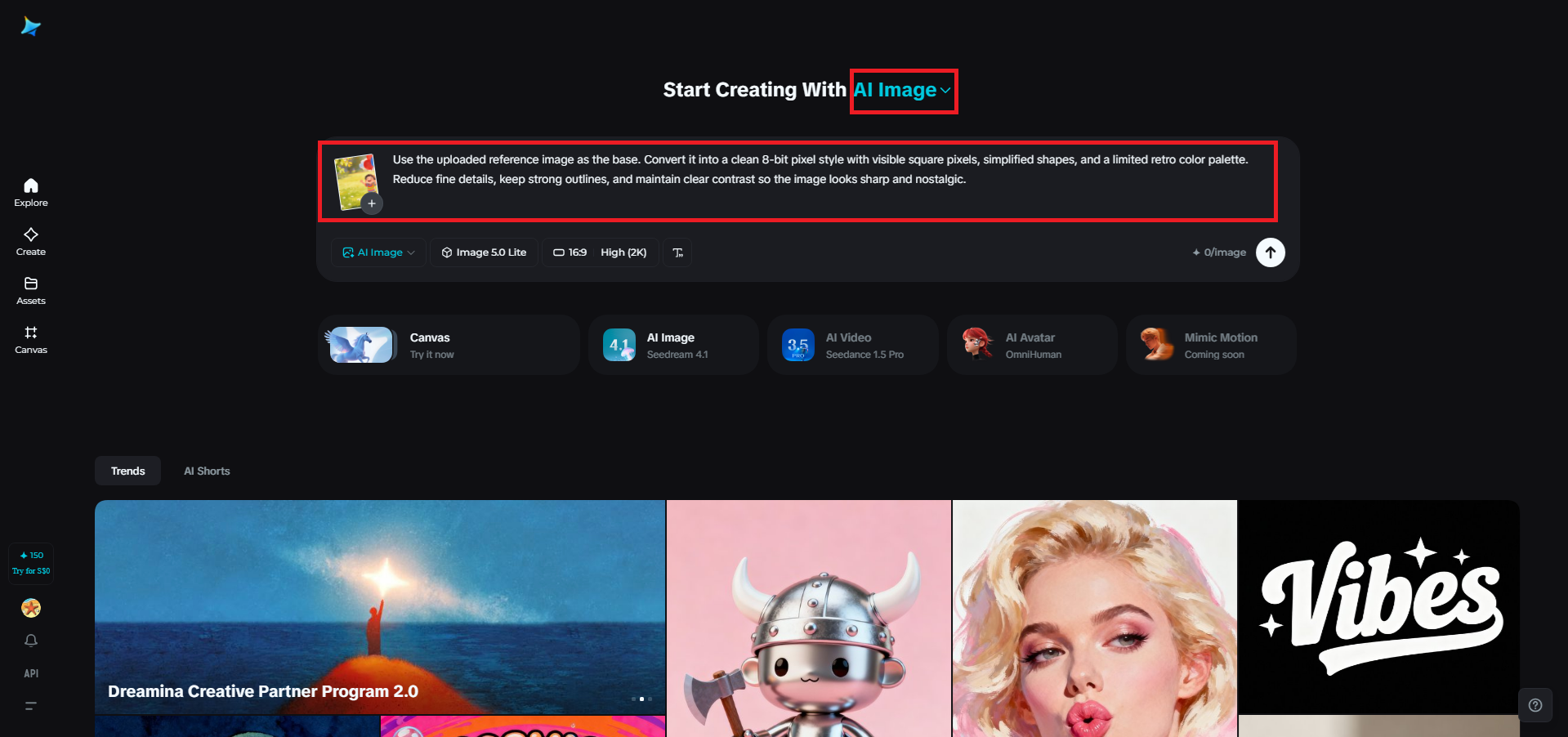 Upload a reference image and guide the 8-bit transformation