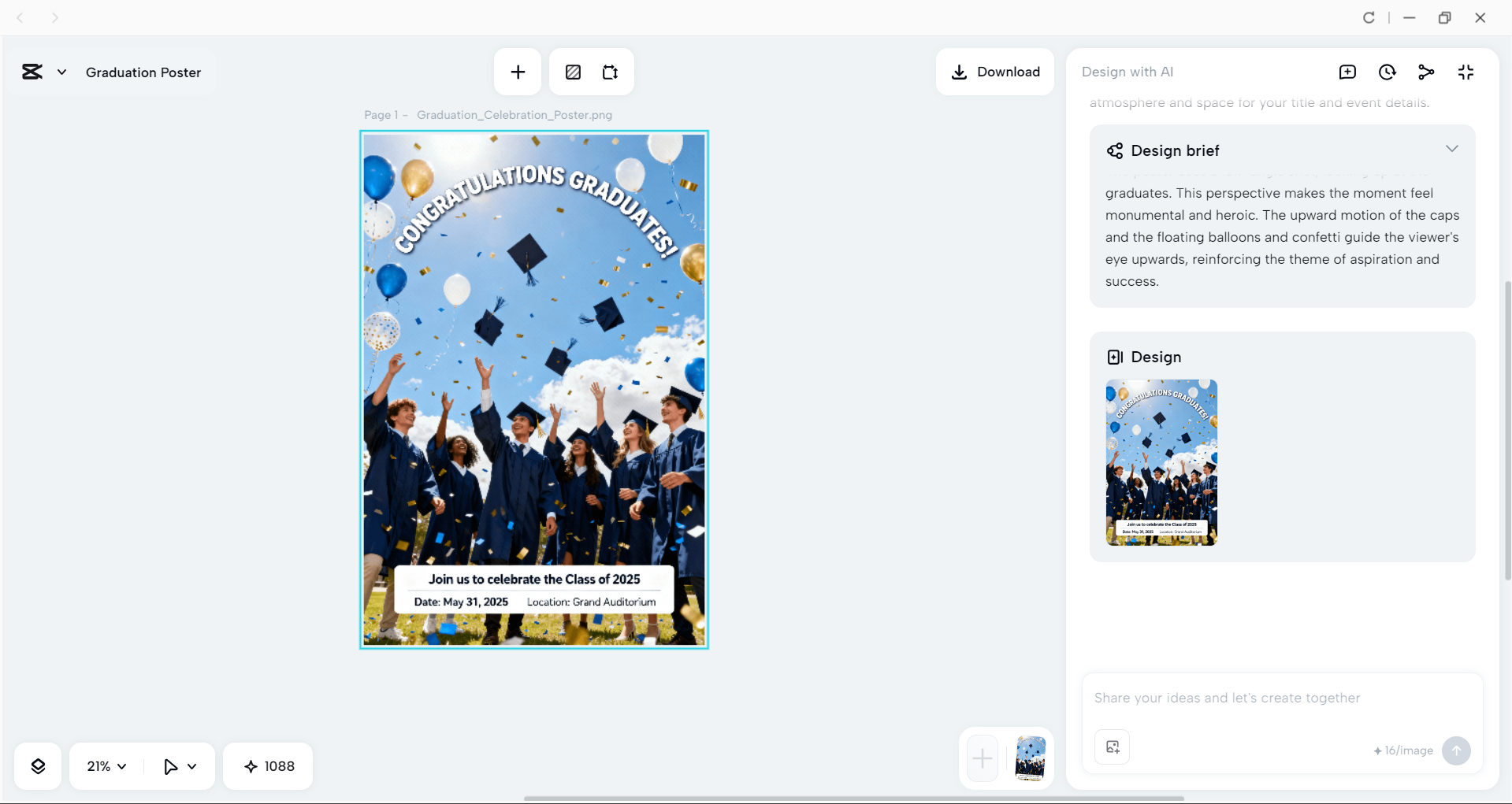 Interface of the CapCut desktop video editor - a tool to design posters for events