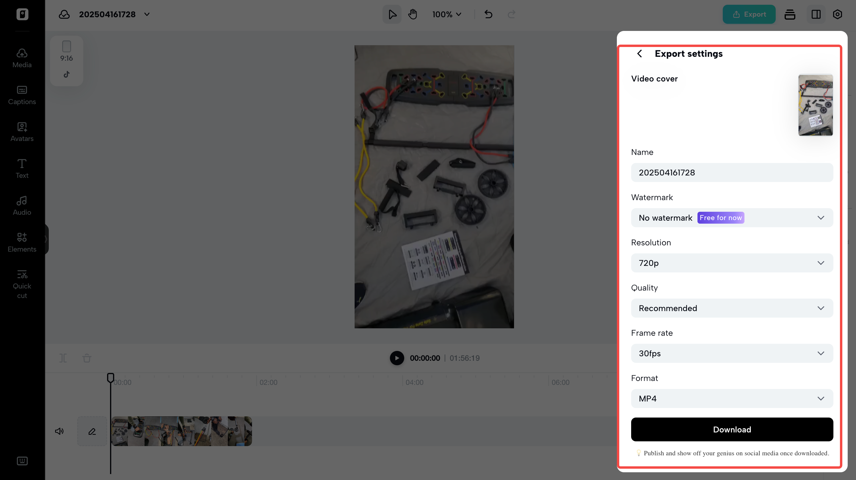 Pippit High-resolution export