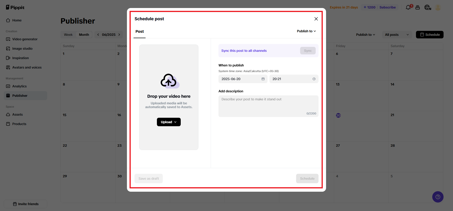 Create a post for your account