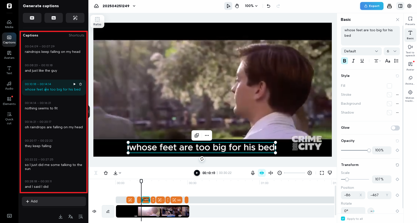Ability to auto-detect speech and generate captions