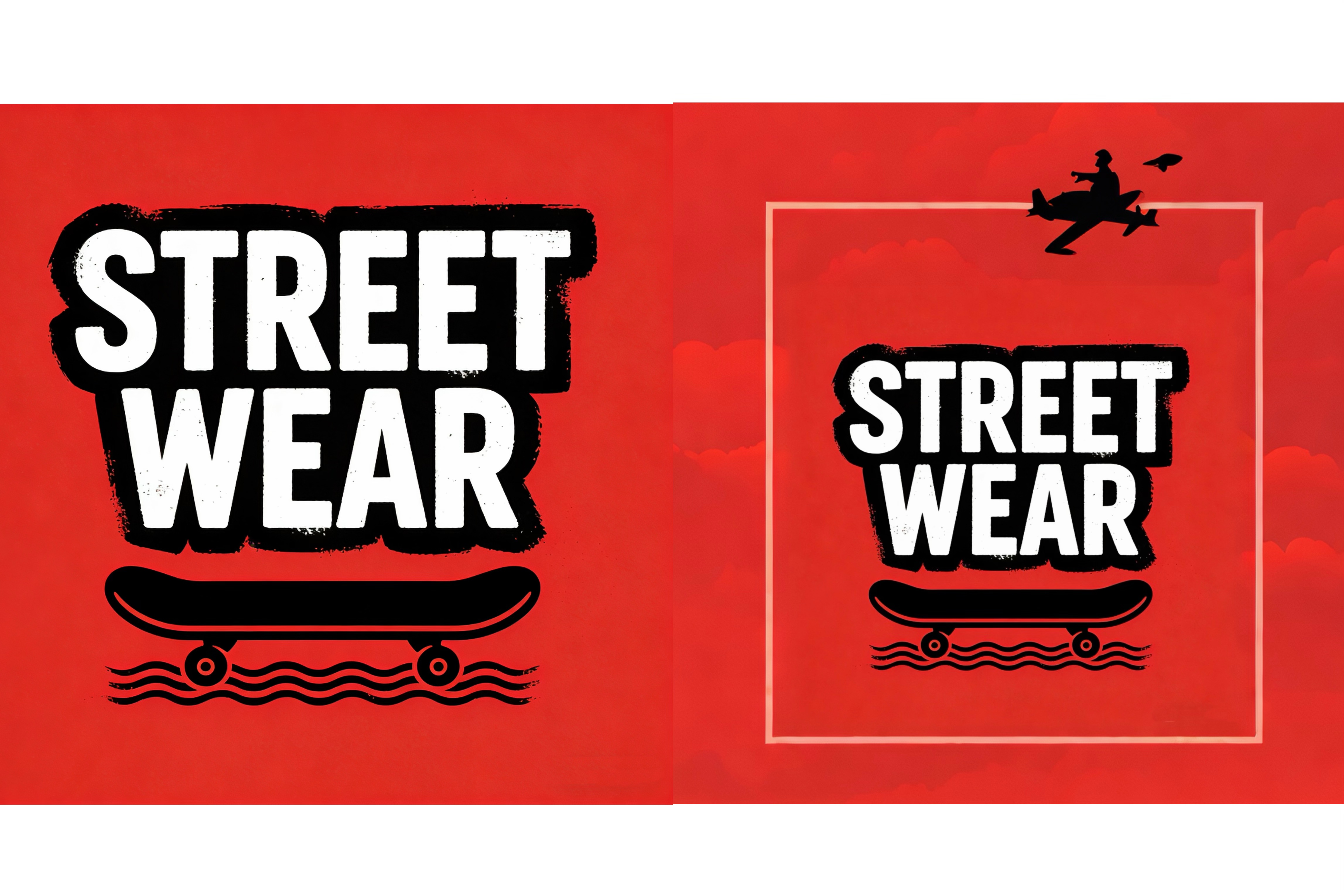 다양한 장소에 맞게 스트리트웨어 로고 디자인에 유사한 배경 추가