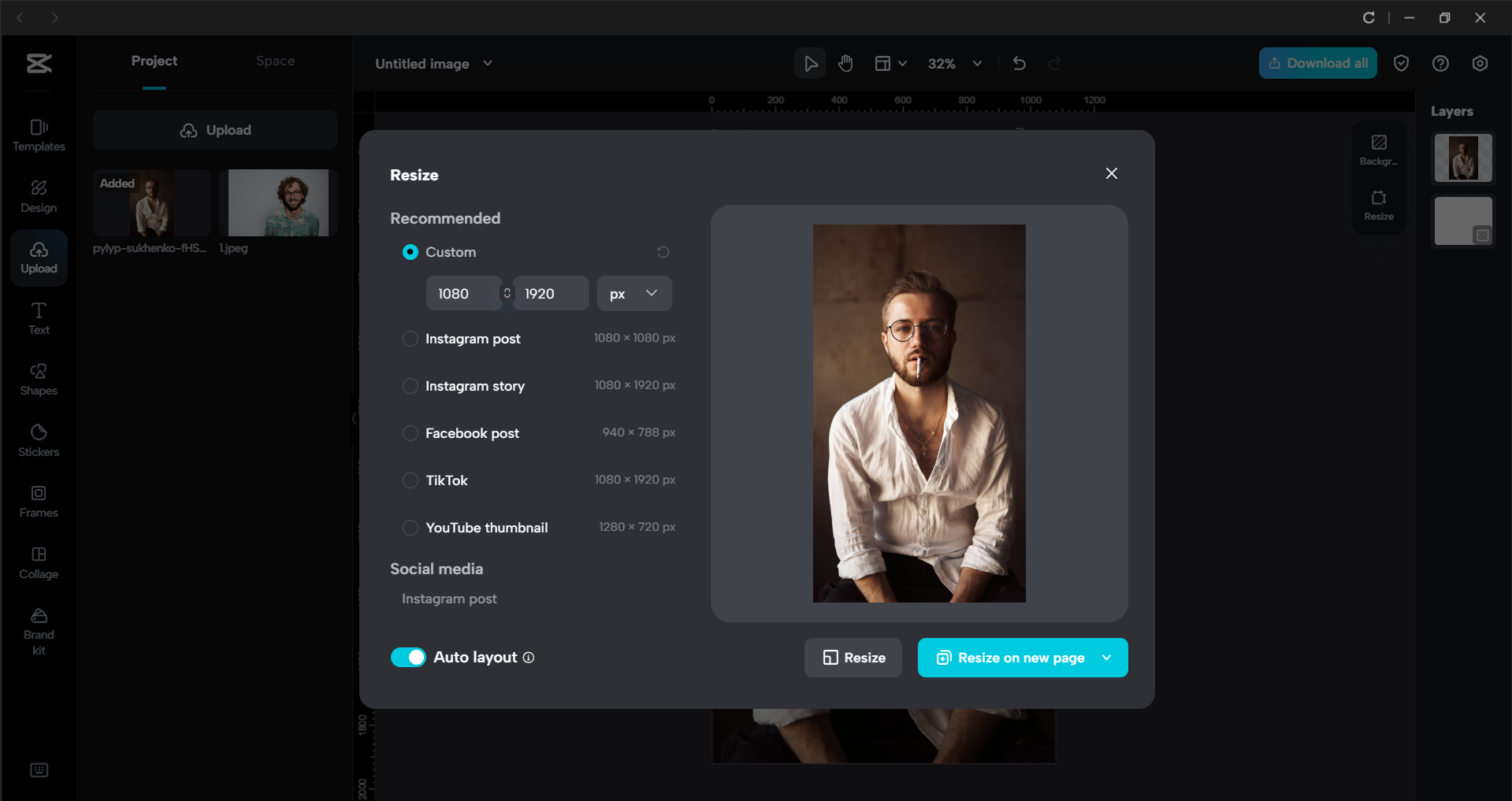 Schnittstelle des CapCut Desktop-Video-Editors - eine einfache Möglichkeit, die Größe von Bildern auf dem PC zu ändern
