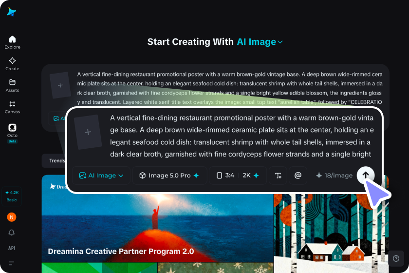 Write down your creative text prompt