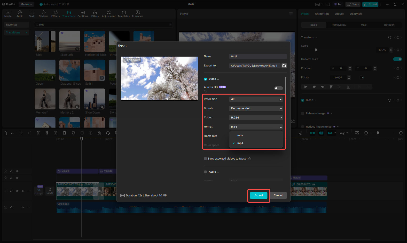 Export and share the slideshow