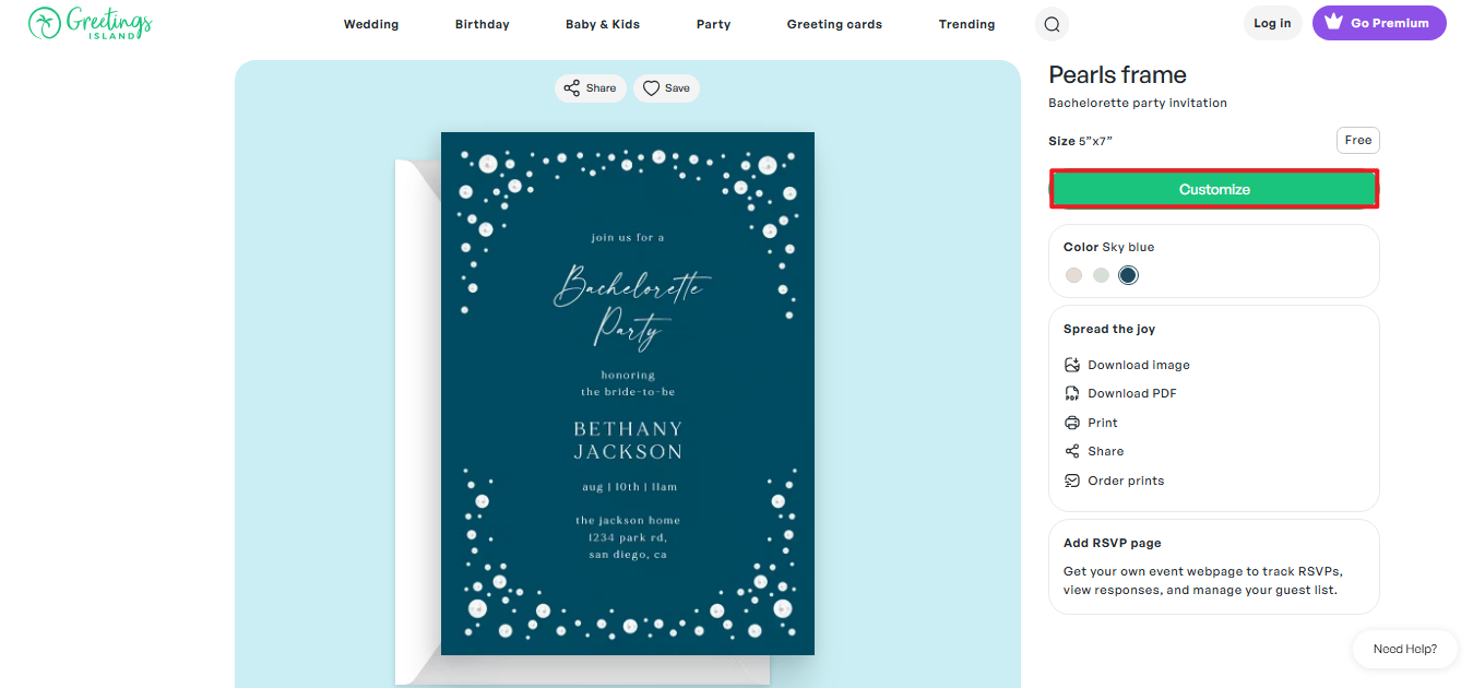 Customize your invite