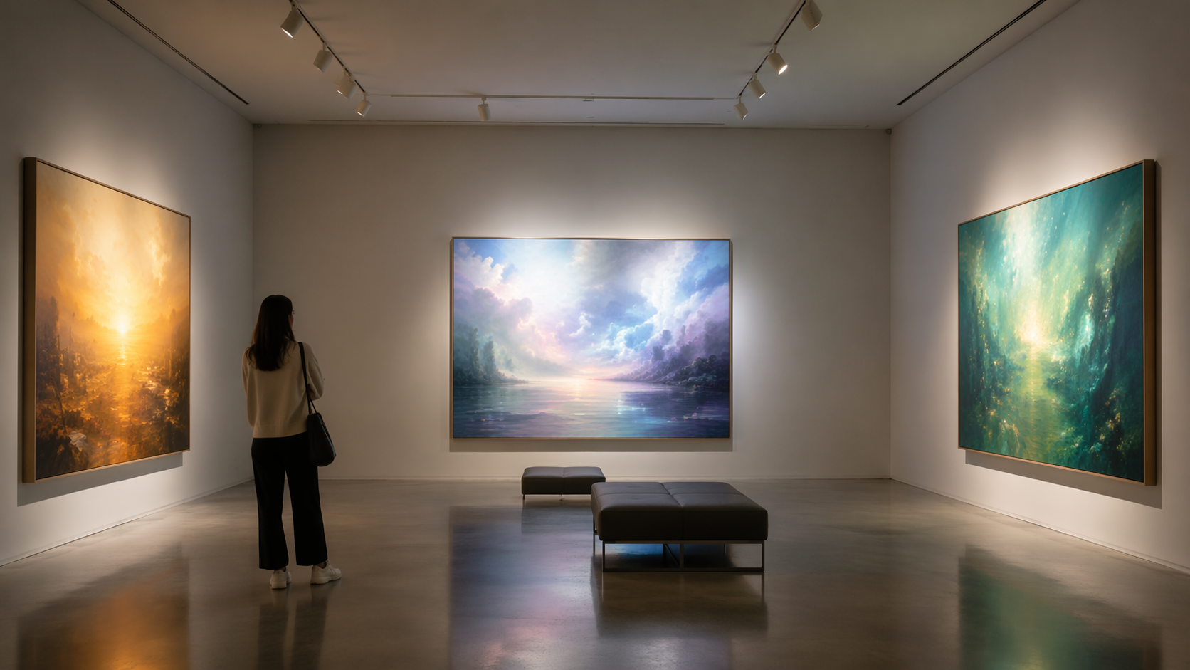Dreamina Meigen Gallery ai prompt Beispiel 2: Soft Museum Corridor