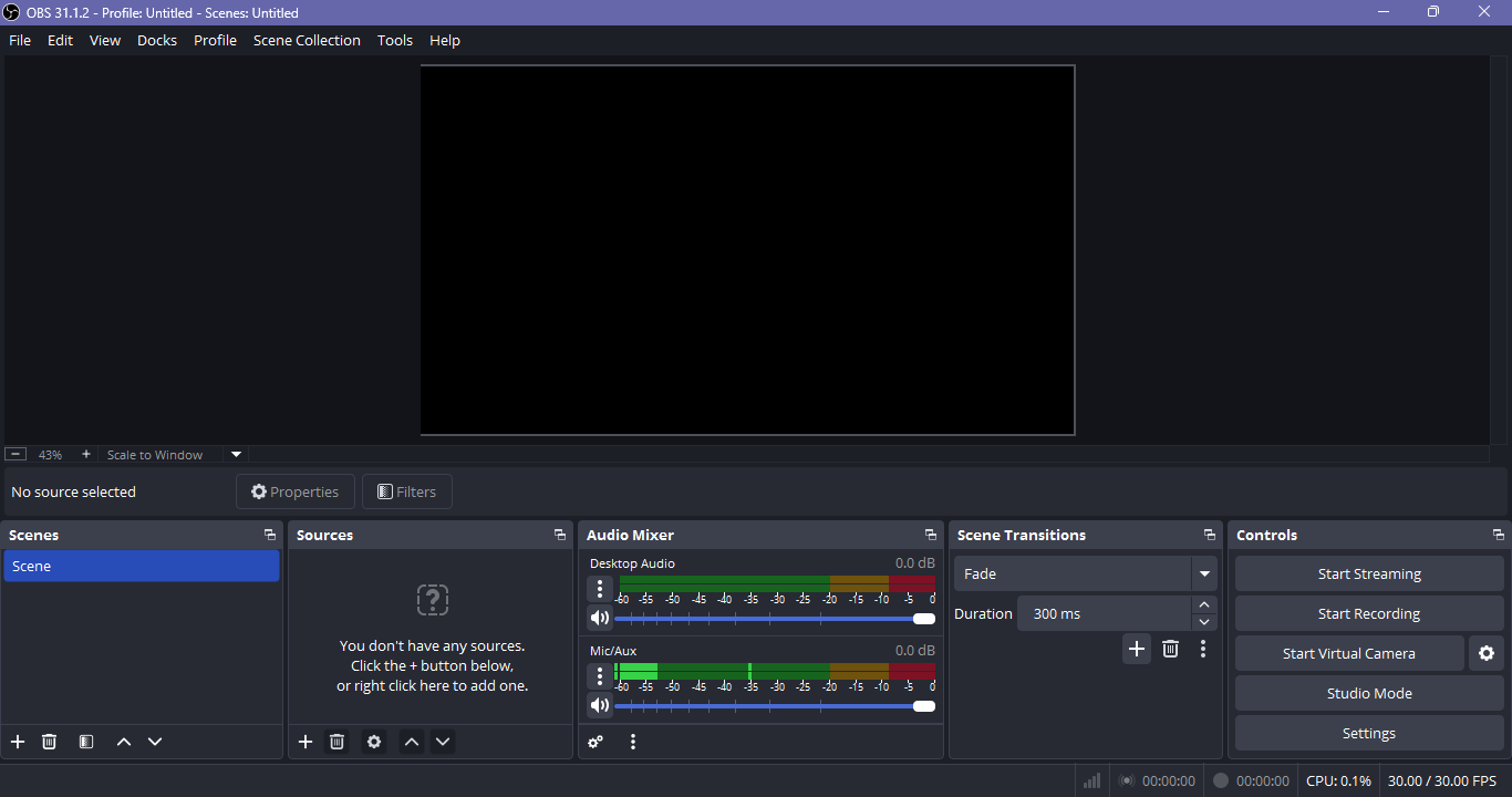 Adding scenes, sources, and audio