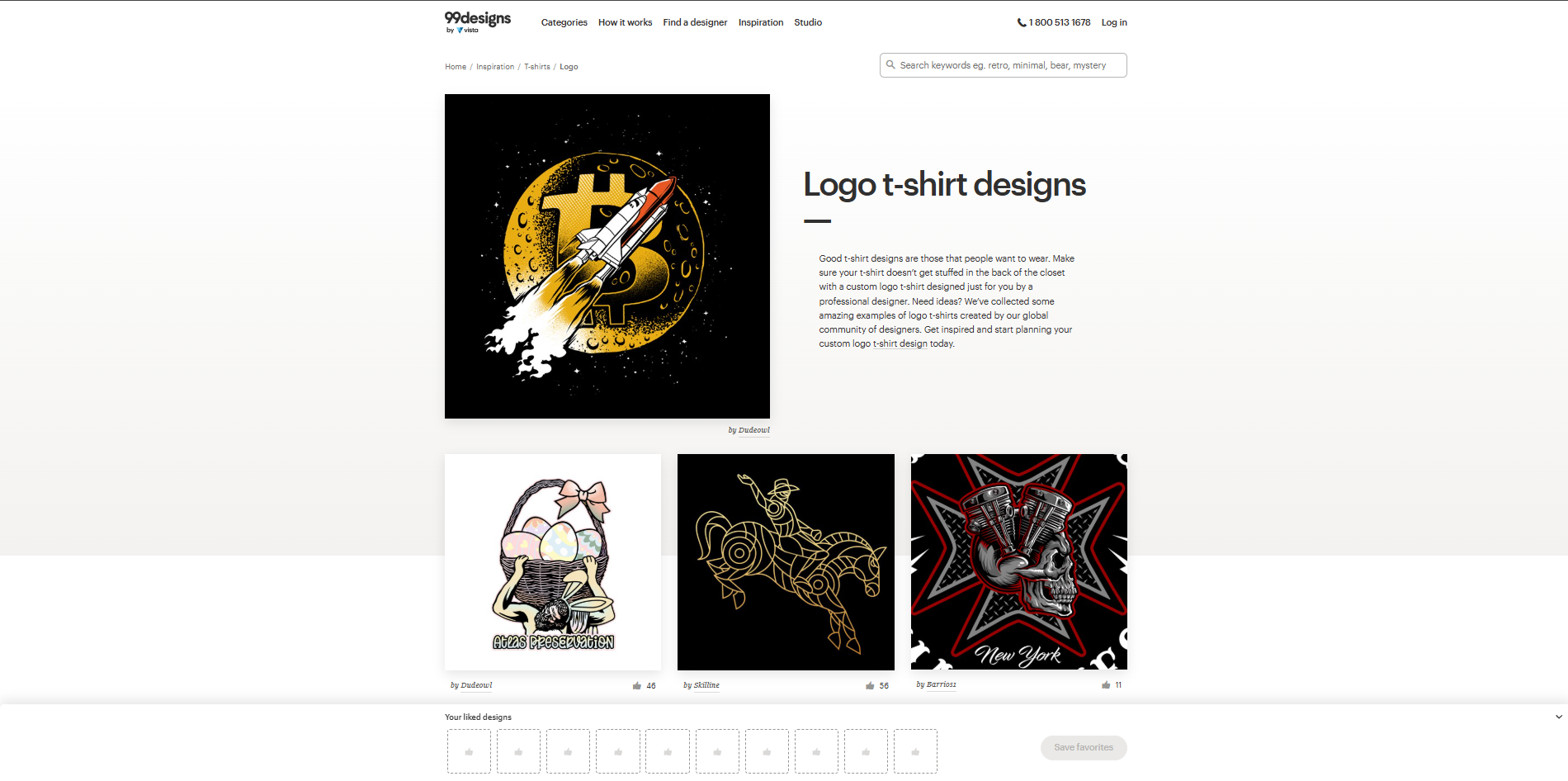 Interface of 99Designs - another tool to create cool logos for t-shirt brand