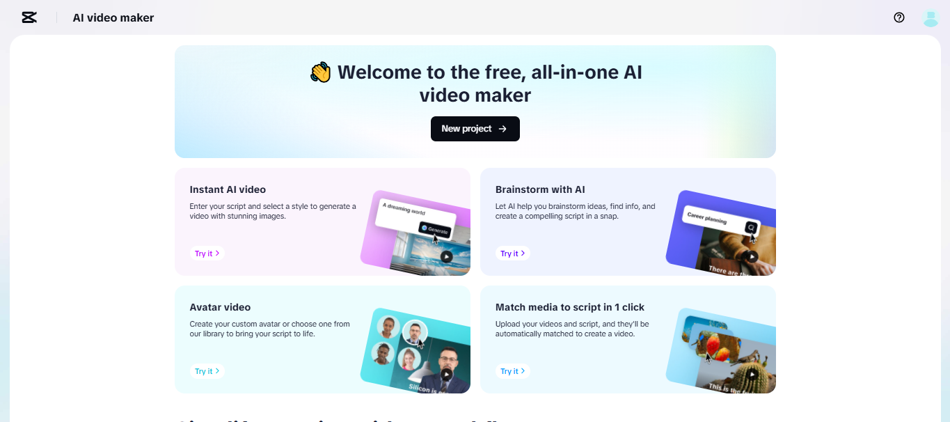 CapCut Web AI video maker