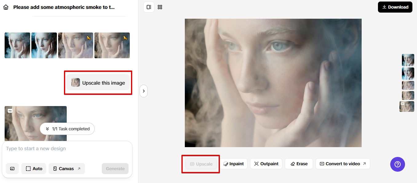 Ferramenta de ampliação no Pippit