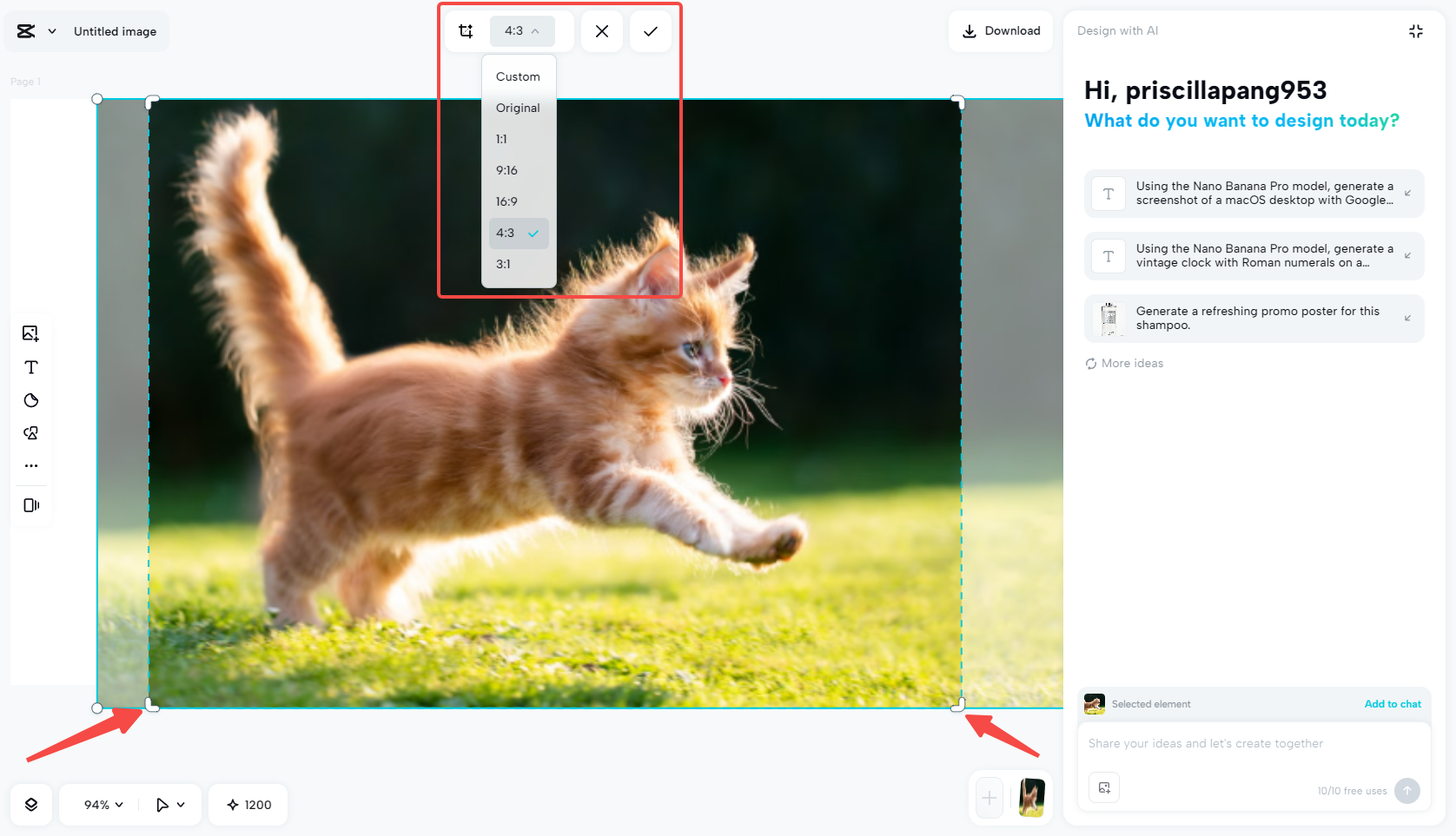 Crop the photo in CapCut