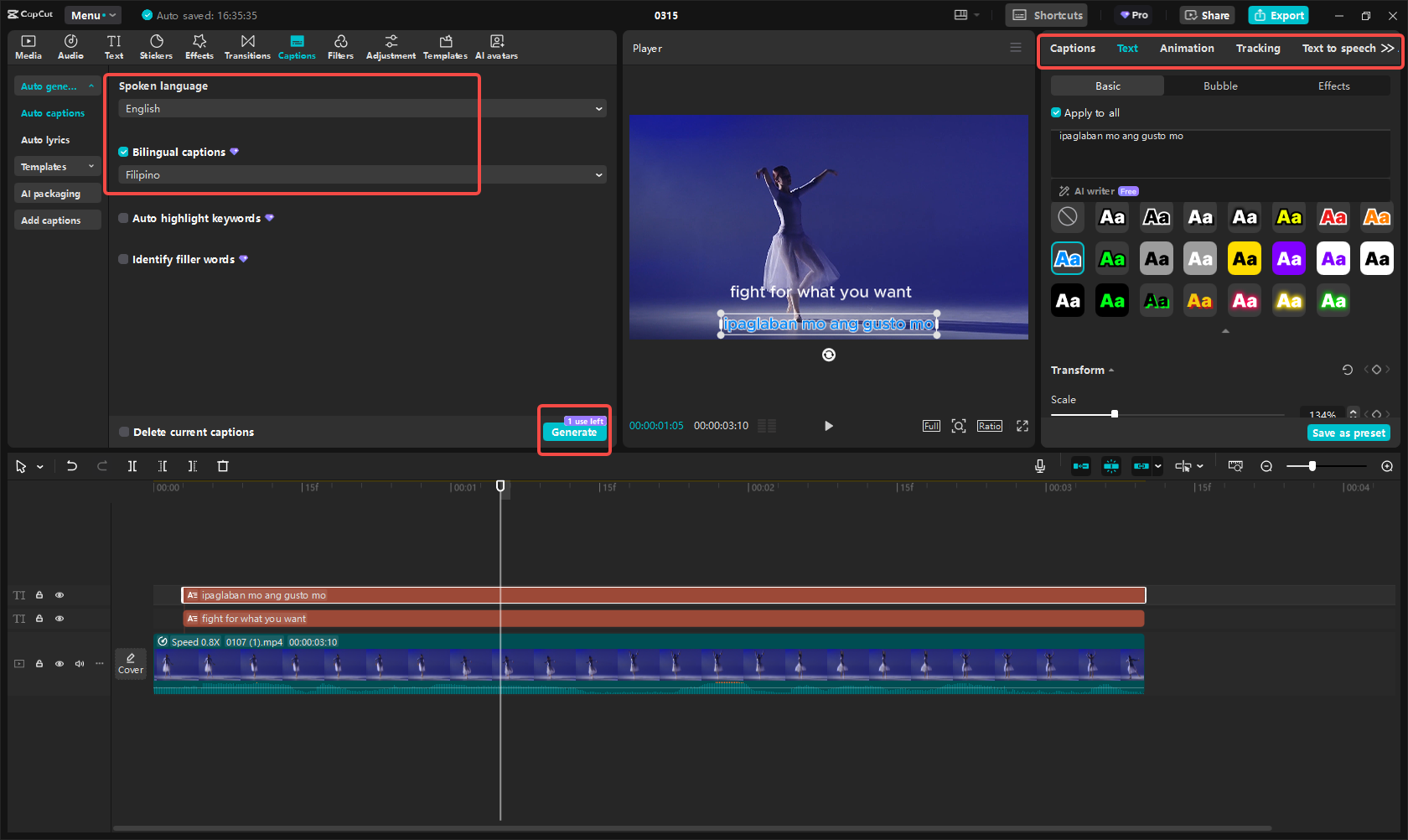 Translate English to Filipino