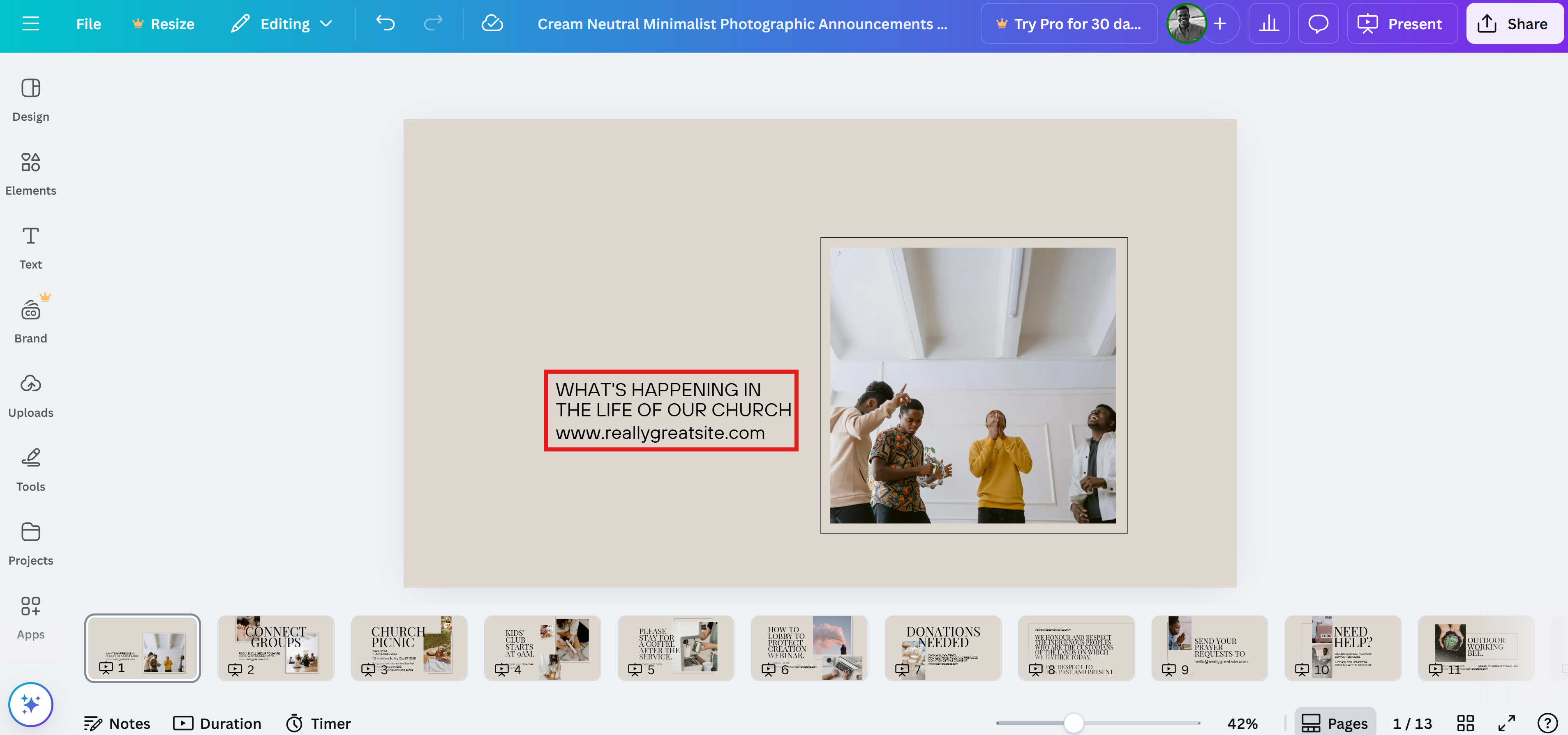 Canva: Simple church flyer design