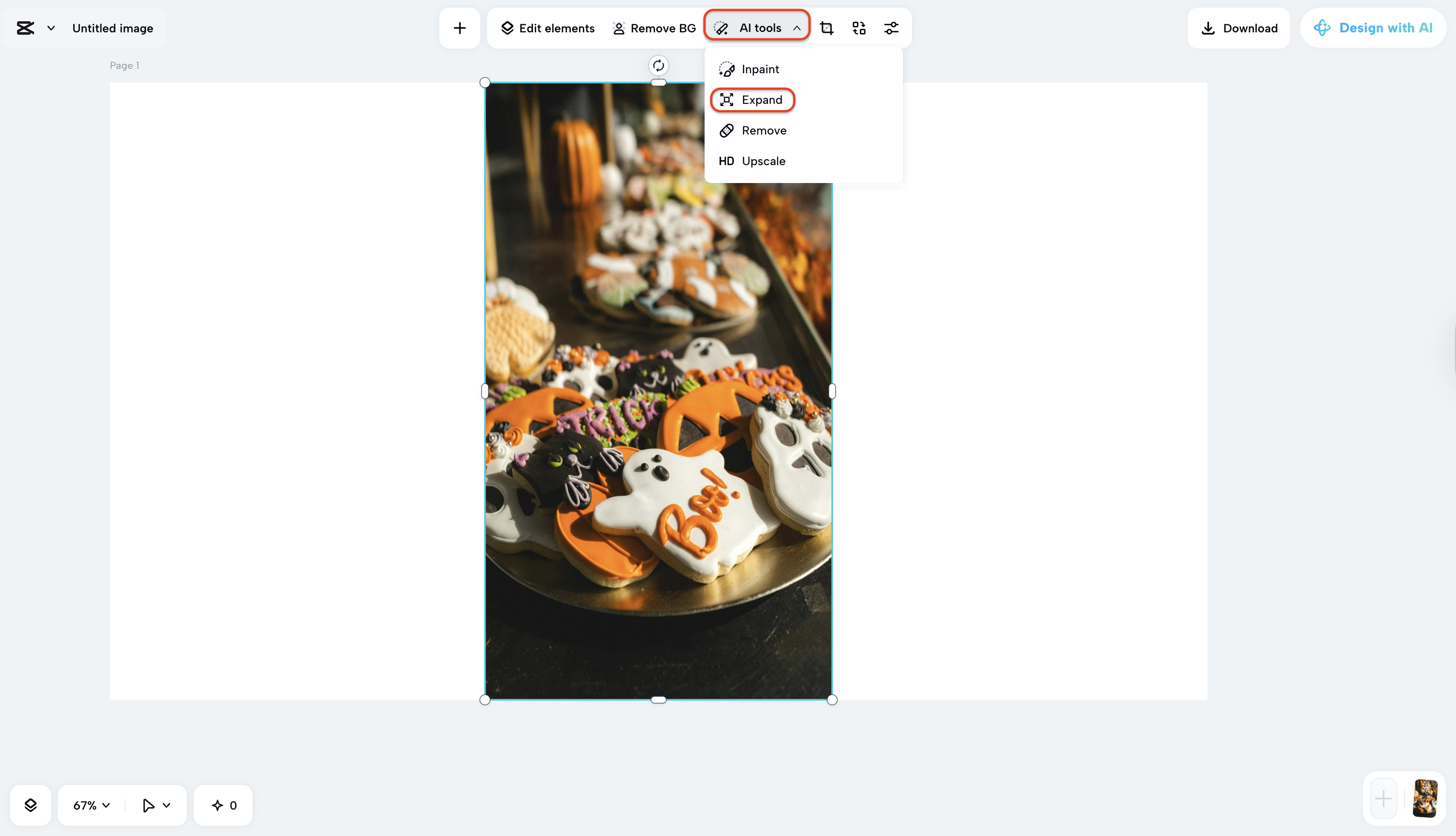 Refine image expansion with prompts