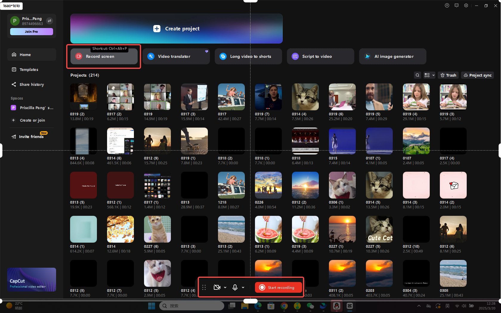 Record screen using CapCut