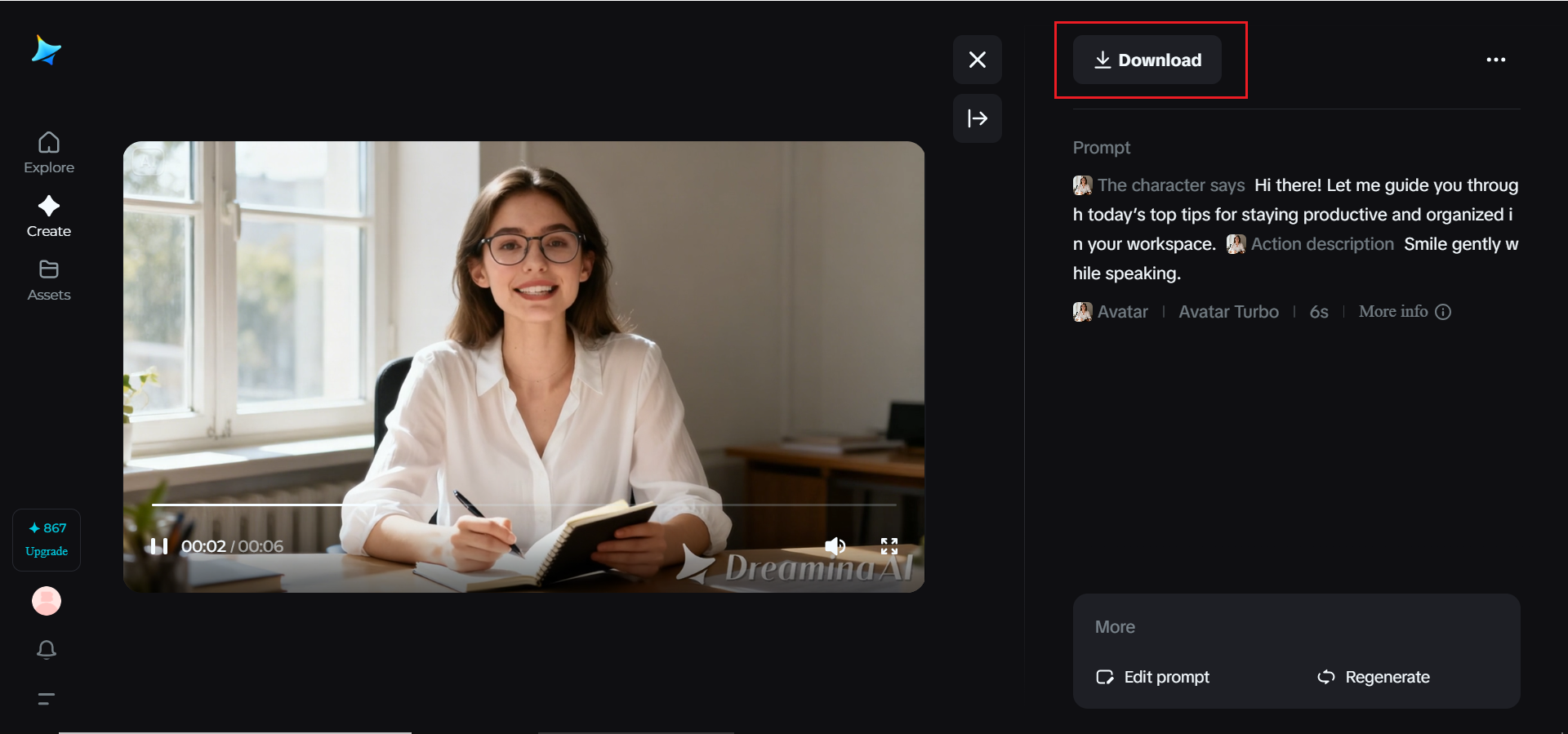 Descarga tu avatar parlante
