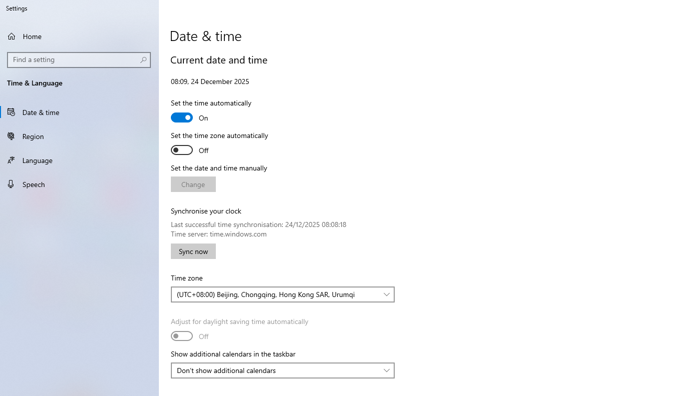 Pengaturan waktu otomatis dalam sistem Windows