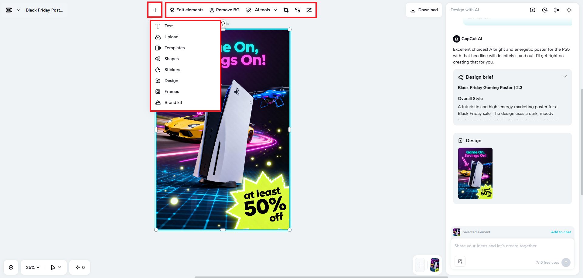 Edite seu design criado manualmente