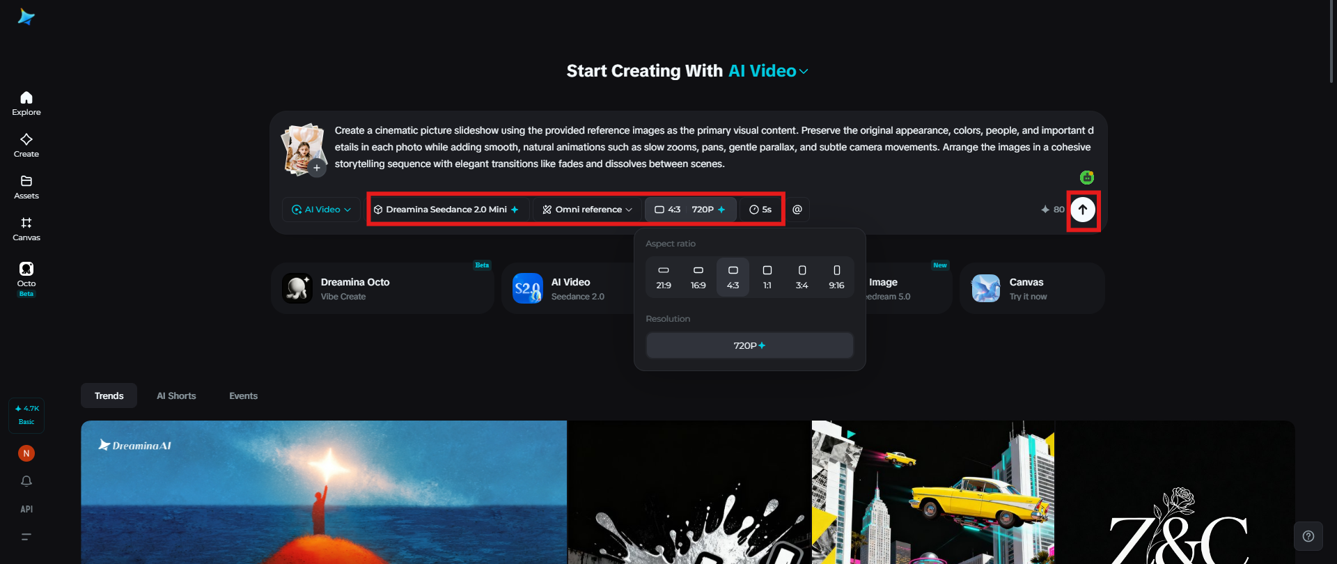 Adjust settings and generate