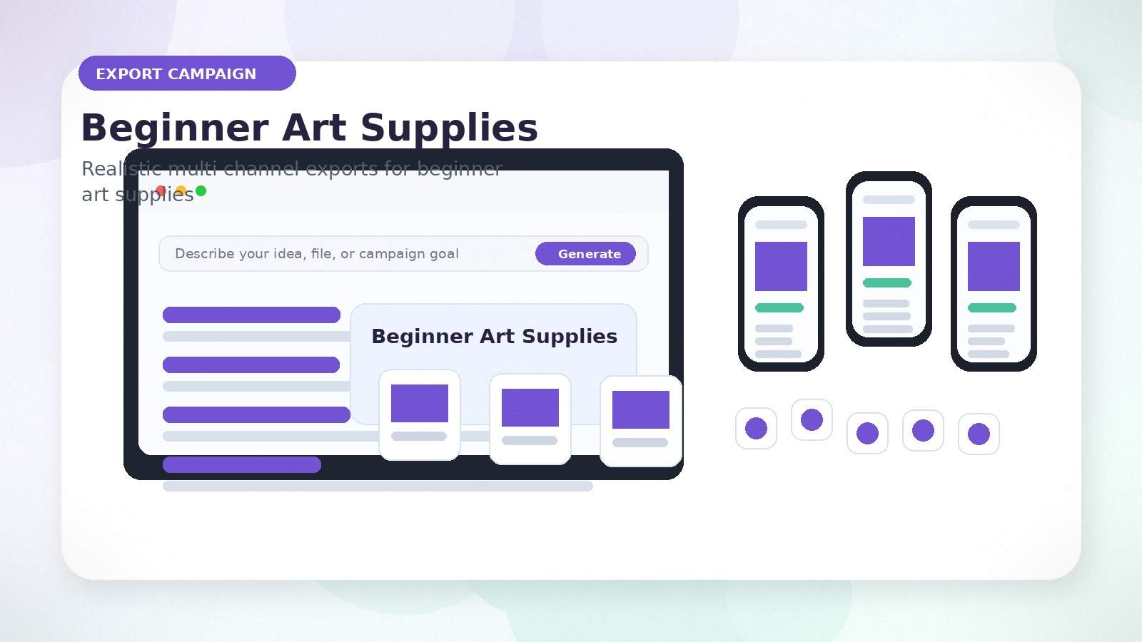 Beginner Art Supplies realistic export campaign visual for beginner art supplies